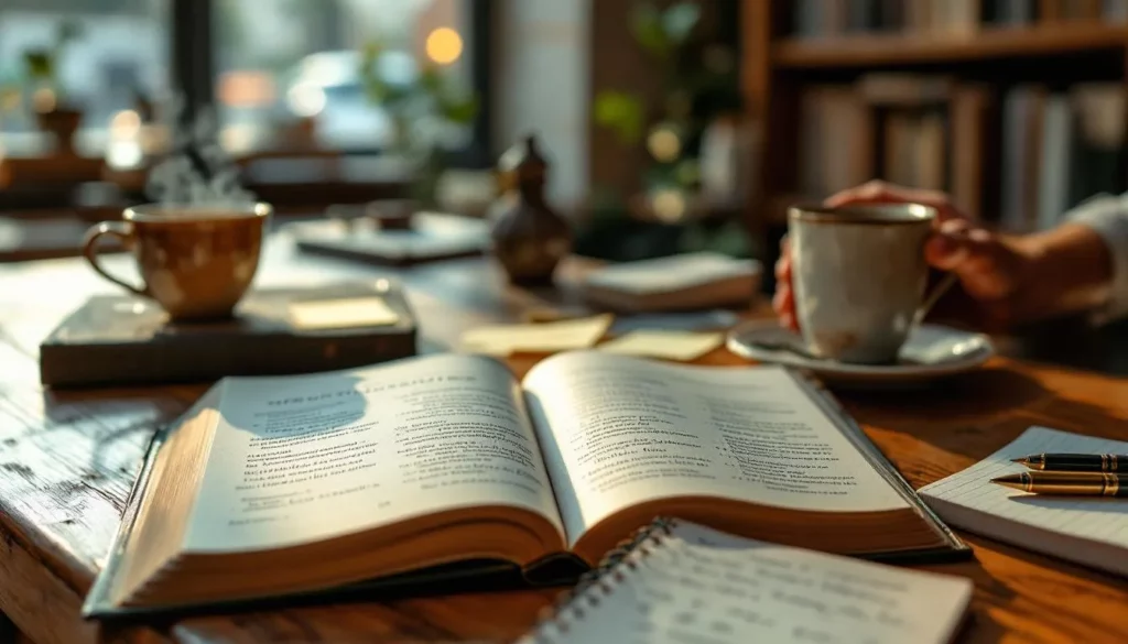 Bifurcation ouvert sur la table : table des matières, équations et haïkus sous une lumière chaleureuse