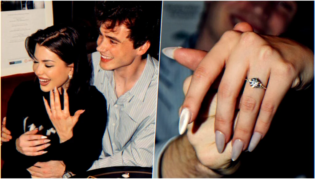 French content creator engagement announced after a romantic London proposal