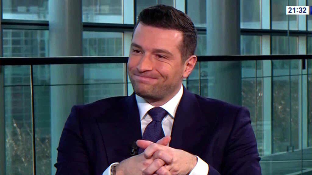 TV interview image for article on alleged private‑jet use and public denials