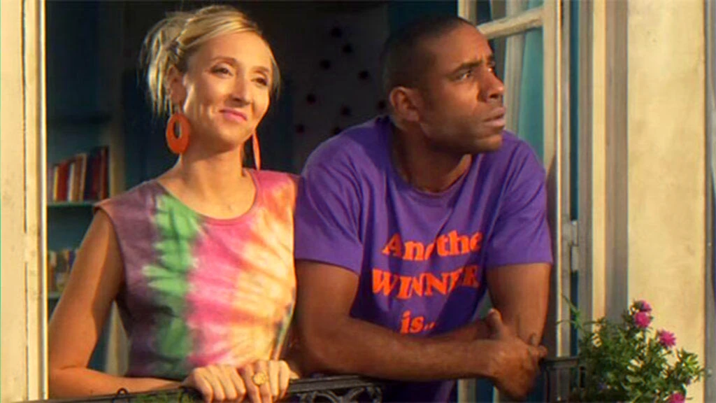 nostalgic sitcom window scene reflecting on a long television career